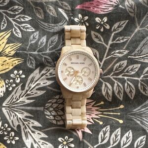 Michael Kors Cream Watch with Crystal Details